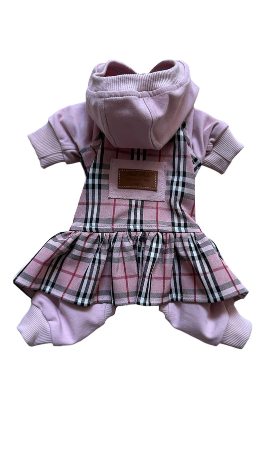 Designer Inspired Furberry Pink Dog Dress Outfi