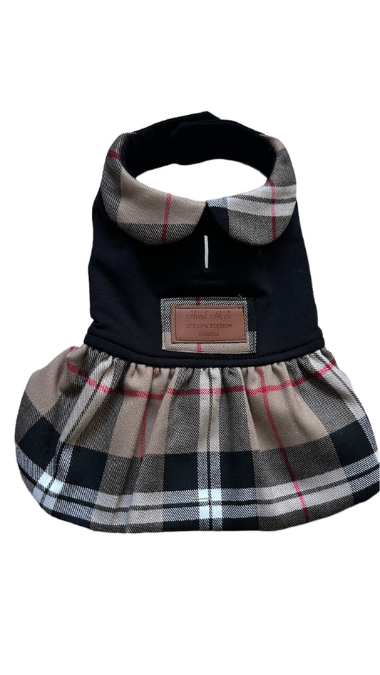 Designer Inspired Plaid Furberry Dress for Dogs