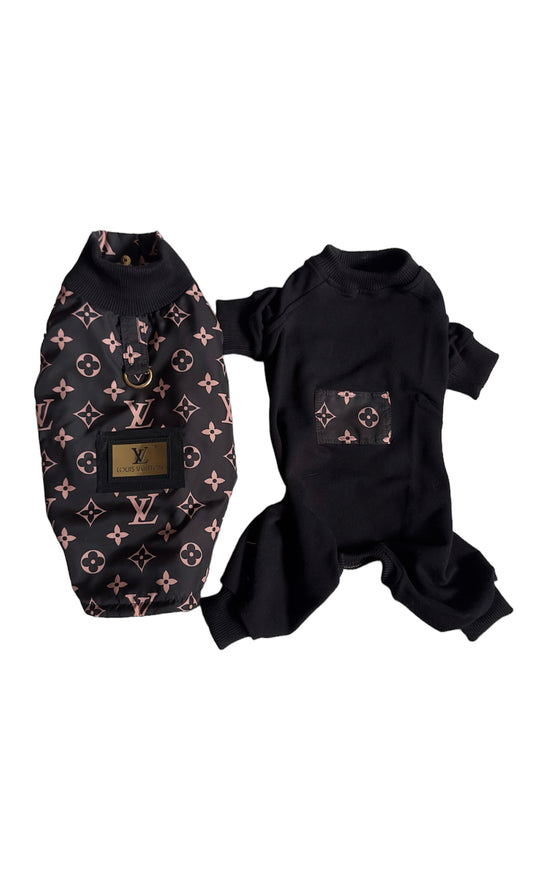 Chewy Pawtton Dog Track Suit LV + Vest Outfit